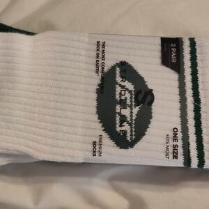 White and Green Men's NFL Jets Socks